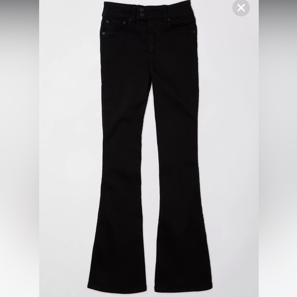 AE Next Level Super High-Waisted Flare Jean in Black Magic - Picture 4 of 7